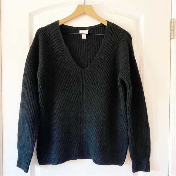 CASLON Black V-Neck Knit Cozy Sweater NWOT - Picture 1 of 7